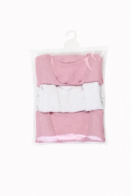 3'lü Kız Bebek Askılı Havlu Atlet -2 Pembe 1 Beyaz - 6
